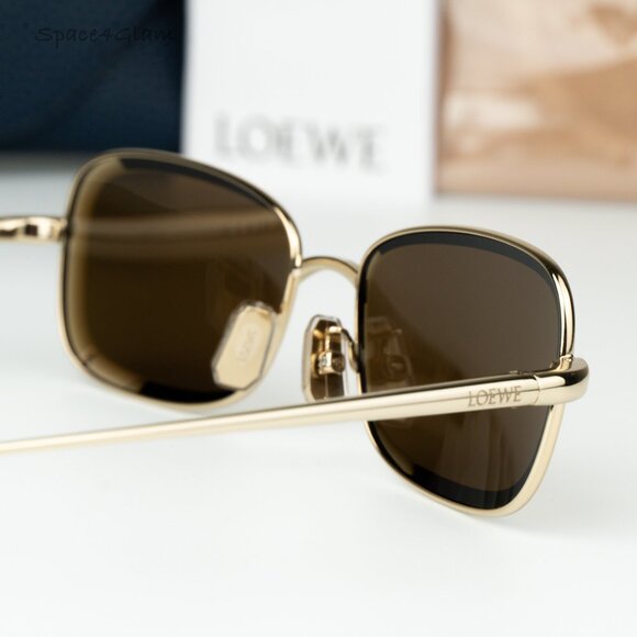 Loewe Women Sunglasses Yellow Gold Mirror Square LW40159U 32G NEW AUTHENTIC - Picture 5 of 8